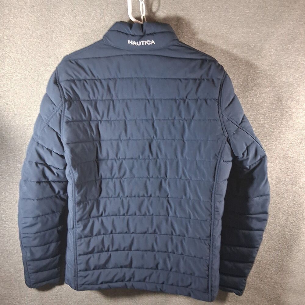 Nautica Mens Reversible Puffer Jacket Navy Blue Quilted Full Zip Outerwear - Picture 7 of 7
